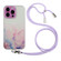 iPhone 14 Pro Max Hollow Marble Pattern TPU Shockproof Protective Case with Neck Strap Rope - Pink