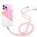 iPhone 14 Pro Max Lanyard Stitching Marble TPU Case - Pink