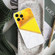 iPhone 14 Pro Max Stitching Marble TPU Phone Case - Yellow