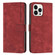 iPhone 14 Pro Skin Feel Stripe Pattern Leather Phone Case with Lanyard - Red