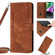 iPhone 14 Pro Skin Feel Stripe Pattern Leather Phone Case with Lanyard - Brown