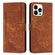iPhone 14 Pro Skin Feel Stripe Pattern Leather Phone Case with Lanyard - Brown