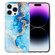 iPhone 14 Pro IMD Shell Pattern TPU Phone Case - Blue Gold Marble