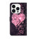 iPhone 14 Pro Crystal 3D Shockproof Protective Leather Phone Case - Lace Love