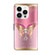 iPhone 14 Pro Crystal 3D Shockproof Protective Leather Phone Case - Pink Bottom Butterfly