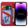 iPhone 14 Pro Cartoon Buckle Horizontal Flip Leather Phone Case - Red