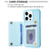 iPhone 14 Pro BF25 Square Plaid Card Bag Holder Phone Case - Blue