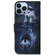 iPhone 14 Pro Coloured Drawing Flip Leather Phone Case - Wolf and Dog
