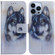 iPhone 14 Pro Coloured Drawing Flip Leather Phone Case - White Wolf