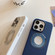 iPhone 14 Pro Metal Frame Silicone Magnetic Phone Case - Dark Blue