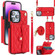 iPhone 14 Pro Crossbody Rhombic Horizontal Wallet Leather Phone Case - Red