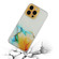 iPhone 14 Pro Hollow Marble Pattern TPU Straight Edge Fine Hole Protective Case - Yellow Blue