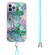 iPhone 14 Pro 2.0mm Airbag Shockproof TPU Phone Case with Lanyard - Ink Green Marble