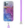 iPhone 14 Pro 2.0mm Airbag Shockproof TPU Phone Case with Lanyard - Blue Purple Marble