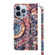 iPhone 14 Pro 3D Painted Leather Phone Case - Colorful Mandala