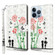 iPhone 14 Pro 3D Painted Leather Phone Case - Couple Rose