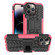iPhone 14 Pro Tire Texture TPU + PC Phone Case with Holder - Pink