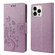 iPhone 14 Pro Butterfly Flower Pattern Flip Leather Phone Case - Light Purple