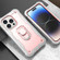 iPhone 14 Pro Two-color Ring Holder Phone Case - Grey White + Rose Gold