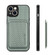 iPhone 14 Pro Carbon Fiber Leather Card Magsafe Magnetic Phone Case - Green