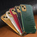 iPhone 14 Plus 6D Electroplating Crocodile Texture Phone Case  - Green