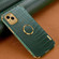 iPhone 14 6D Electroplating Crocodile Texture Phone Case With Holder  - Green