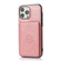 iPhone 14 Pro Calf Texture Magnetic Card Bag Case - Rose Gold