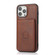 iPhone 14 Pro Calf Texture Magnetic Card Bag Case - Coffee