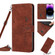 iPhone 14 Pro Skin Feel Heart Pattern Leather Phone Case With Lanyard - Brown