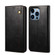 iPhone 14 Pro Simple Wax Crazy Horse Texture Horizontal Flip Leather Case - Black