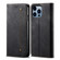 iPhone 14 Pro Max Denim Texture Casual Style Leather Phone Case - Black