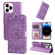 iPhone 14 Pro Embossed Sunflower Leather Phone Case - Purple