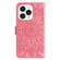 iPhone 14 Pro Embossed Sunflower Leather Phone Case - Pink
