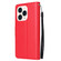 iPhone 14 Pro Multifunctional Horizontal Flip Leather Case with Three Card Slot - Red