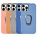 iPhone 14 Pro Ring Holder Honeycomb PU Phone Case - Grey