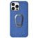 iPhone 14 Pro Ring Holder Honeycomb PU Phone Case - Navy Blue
