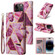 iPhone 14 Pro Marble Bronzing Stitching Horizontal Flip PU Leather Case - Purple
