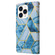 iPhone 14 Pro Marble Bronzing Stitching Horizontal Flip PU Leather Case - Blue