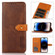 iPhone 14 Pro KHAZNEH Dual-color Cowhide Texture Flip Leather Phone Case  - Brown