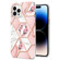 iPhone 14 Pro Electroplating Splicing Marble Flower Pattern TPU Shockproof Case - Pink Flower