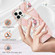 iPhone 14 Pro Electroplating Splicing Marble Flower Pattern TPU Shockproof Case - Pink Flower