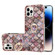 iPhone 14 Pro Electroplating Pattern IMD TPU Shockproof Case with Rhinestone Ring Holder - Pink Scales