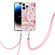 iPhone 14 Pro Flowers and Plants Series IMD TPU Phone Case with Lanyard - Pink Gardenia