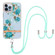 iPhone 14 Pro Flowers and Plants Series IMD TPU Phone Case with Lanyard - Blue Rose