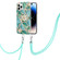 iPhone 14 Pro Electroplating Splicing Marble Flower Pattern TPU Shockproof Case with Lanyard - Blue Flower