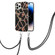 iPhone 14 Pro Electroplating Splicing Marble Flower Pattern TPU Shockproof Case with Lanyard - Black Flower
