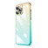 iPhone 14 Pro Transparent Electroplated PC Gradient Phone Case - Cyan-blue Gold