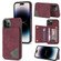 iPhone 14 Pro Line Card Holder Phone Case - Wine Red