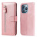 iPhone 14 Pro Fashion Calf Texture Zipper Horizontal Flip Leather Phone Case - Rose Gold