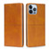 iPhone 14 Pro Cow Texture Magnetic Leather Phone Case - Light Brown